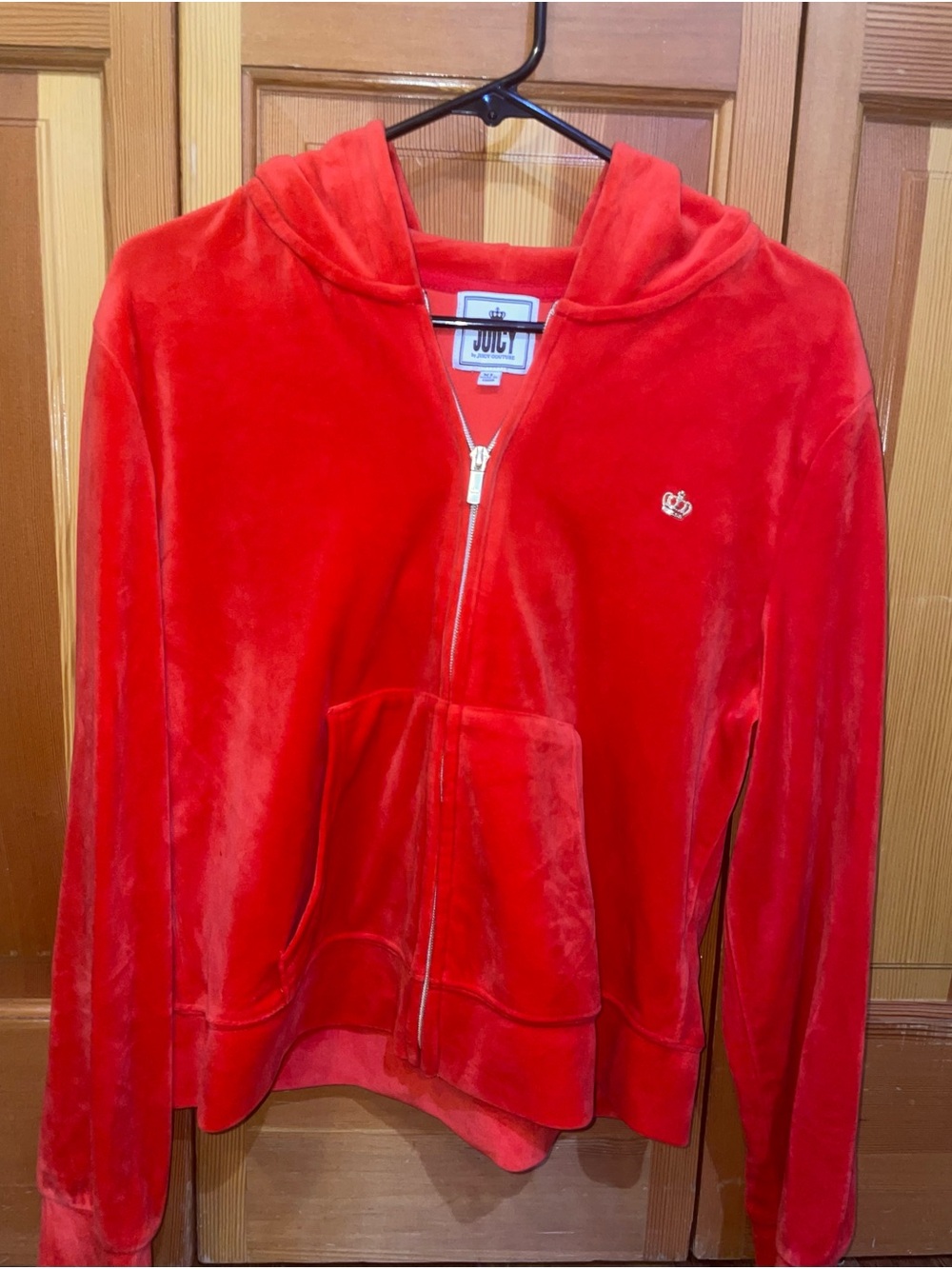 Juicy Couture Bright Red Velour Zip Jacket